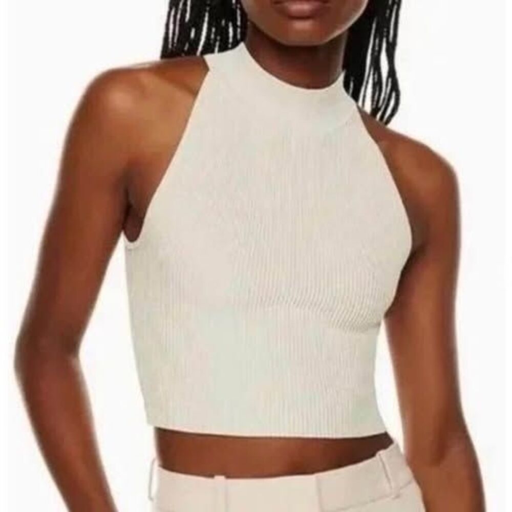 Aritzia Babaton Cream Sculpt Knit Halter Top 
Size S